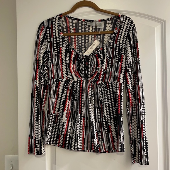 Worthington long sleeve colorful 3 button blouse size small NWT - Picture 1 of 4